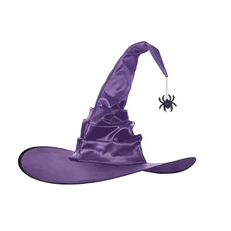 Cappello da strega grande pieghevole 
Con pendente ragno pipistrello