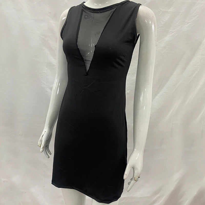 Jessica Dress Tubino inserti rete Nero vista posteriore | Dream Shop