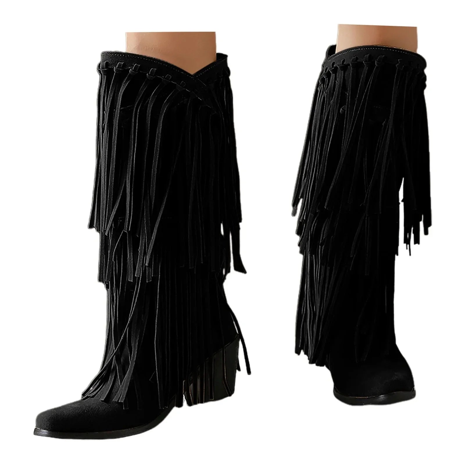 Stivali Texani Dakar con frange — Nero | Dream Shop