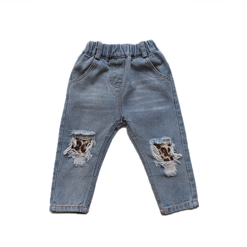 Jeans bimba toppe leopard