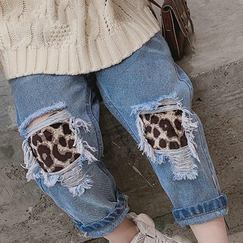 Jeans bimba toppe leopard