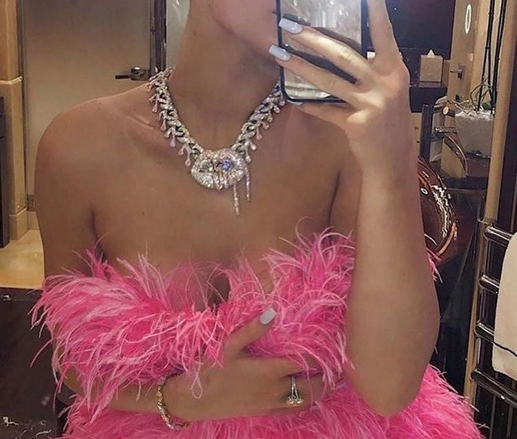 Top-gonna in piume di struzzo