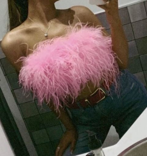 Top-gonna in piume di struzzo