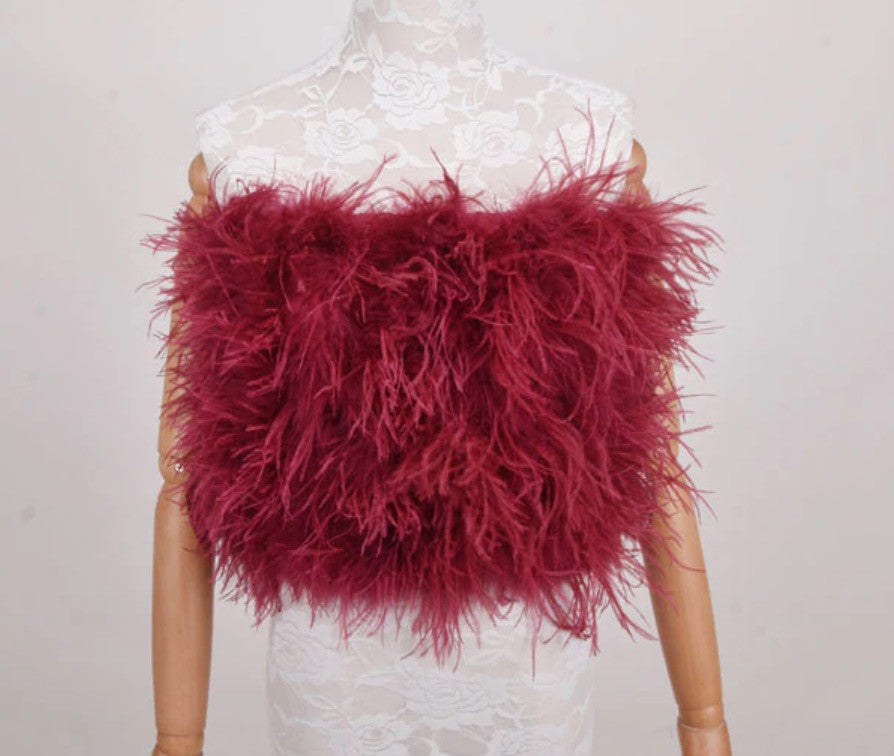 Top-gonna in piume di struzzo
