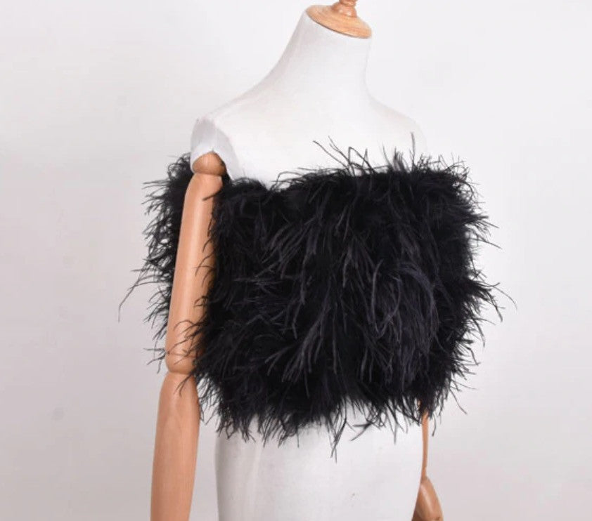 Top-gonna in piume di struzzo
