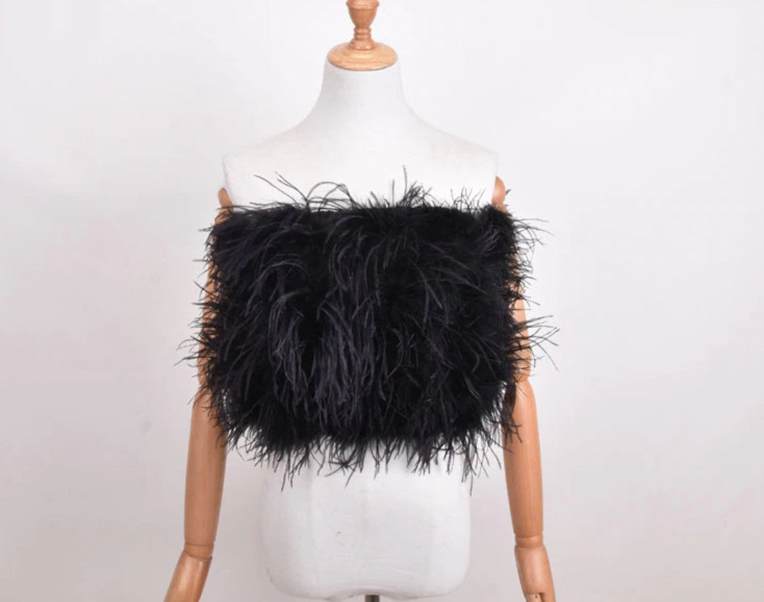 Top-gonna in piume di struzzo