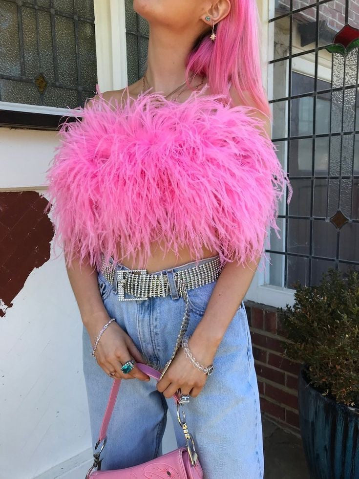 Top-gonna in piume di struzzo