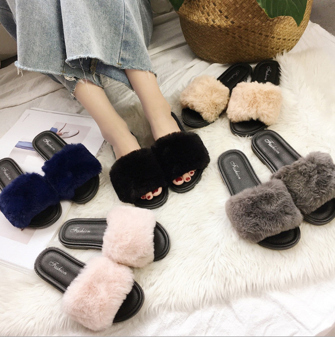 Ciabatte pelo sintetico