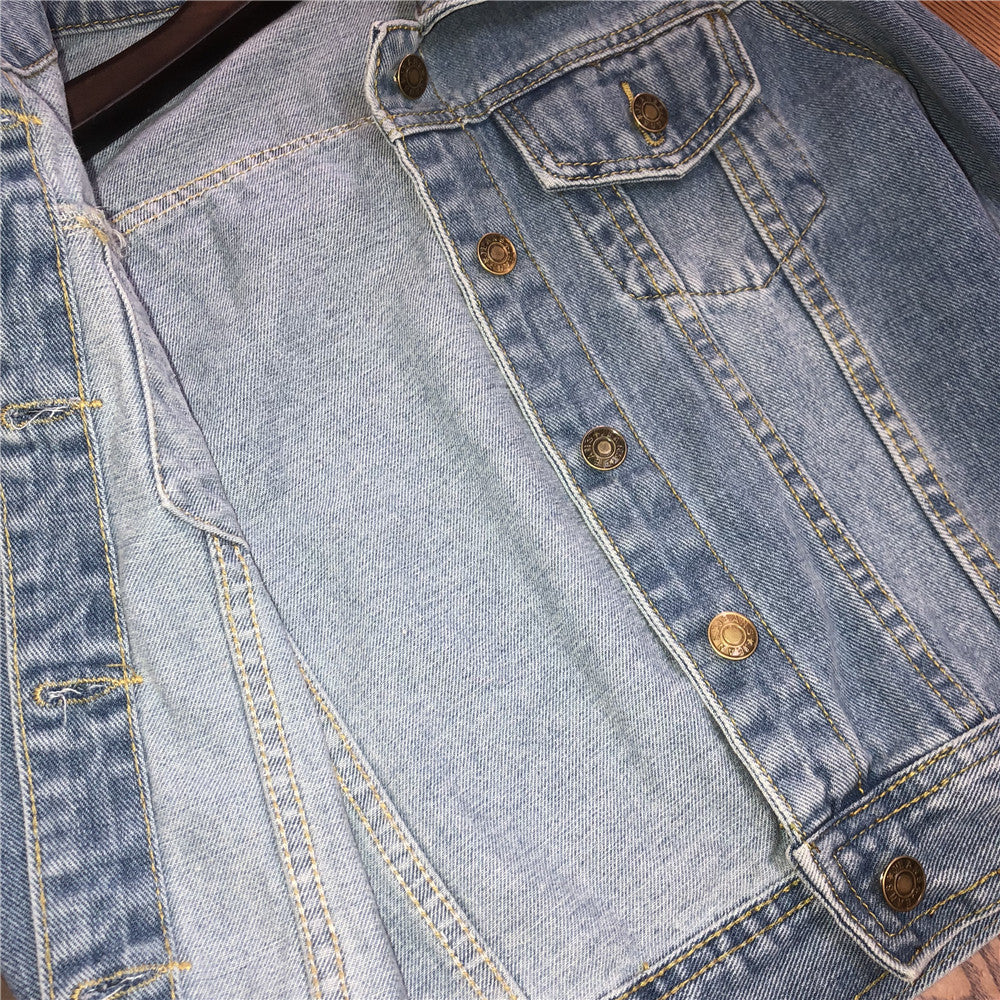 Giubbino jeans fringe strass corto