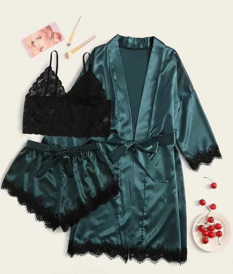 Completino 4 pezzi raso-pizzo Rasiha