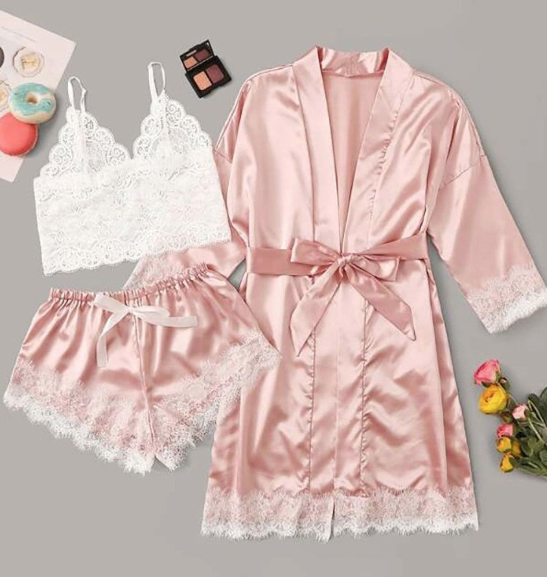 Completino 4 pezzi raso-pizzo Rasiha