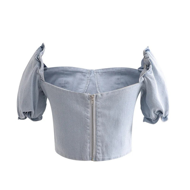 Toppino denim Mhary sbuffo