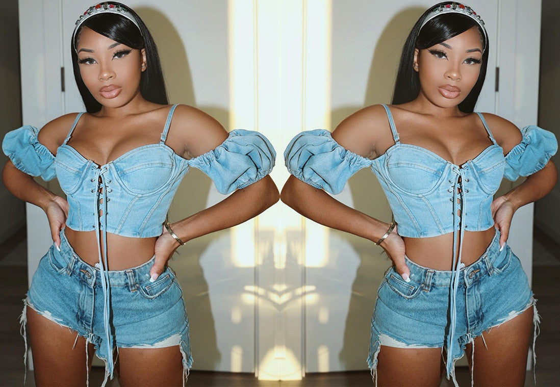 Toppino denim Shary sbuffo