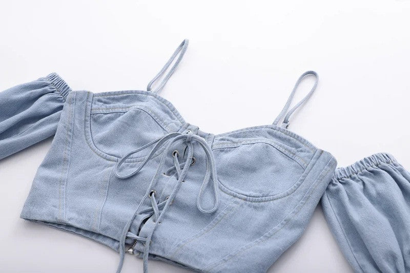 Toppino denim Shary sbuffo