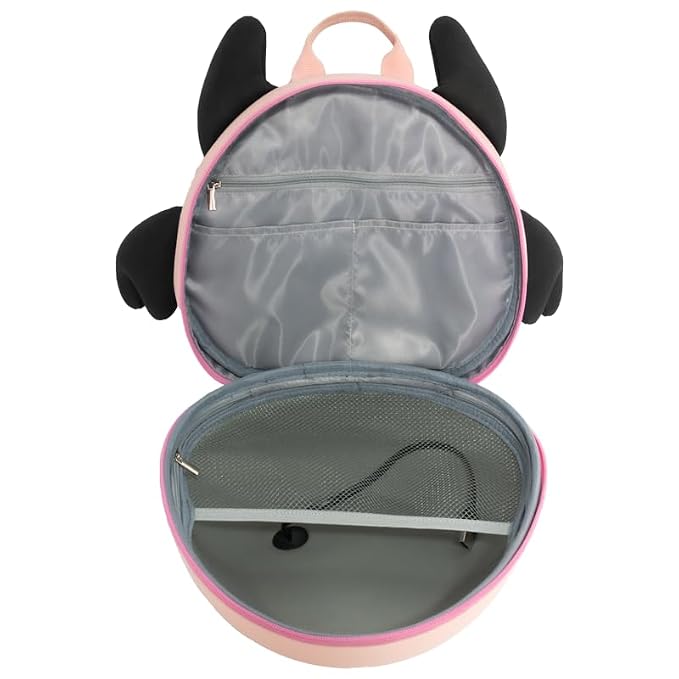 Zaino LED Angel Eye rosa aperto con tasca interna e cavo USB | Dream Shop