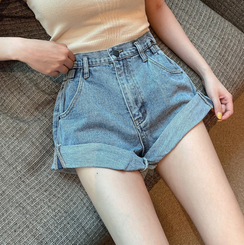 Shorts caramella denim risvolto