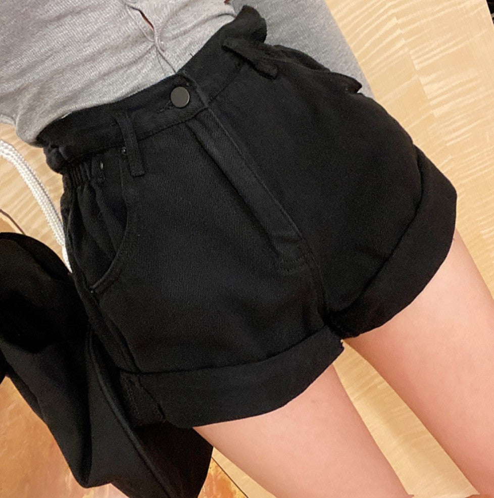 Shorts caramella denim risvolto