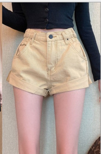 Shorts caramella denim risvolto
