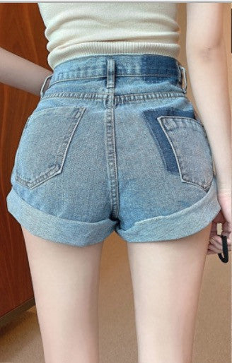 Shorts caramella denim risvolto