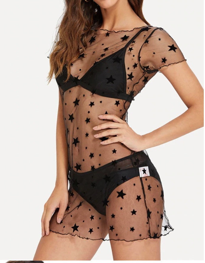 Minidress stelline nere tulle