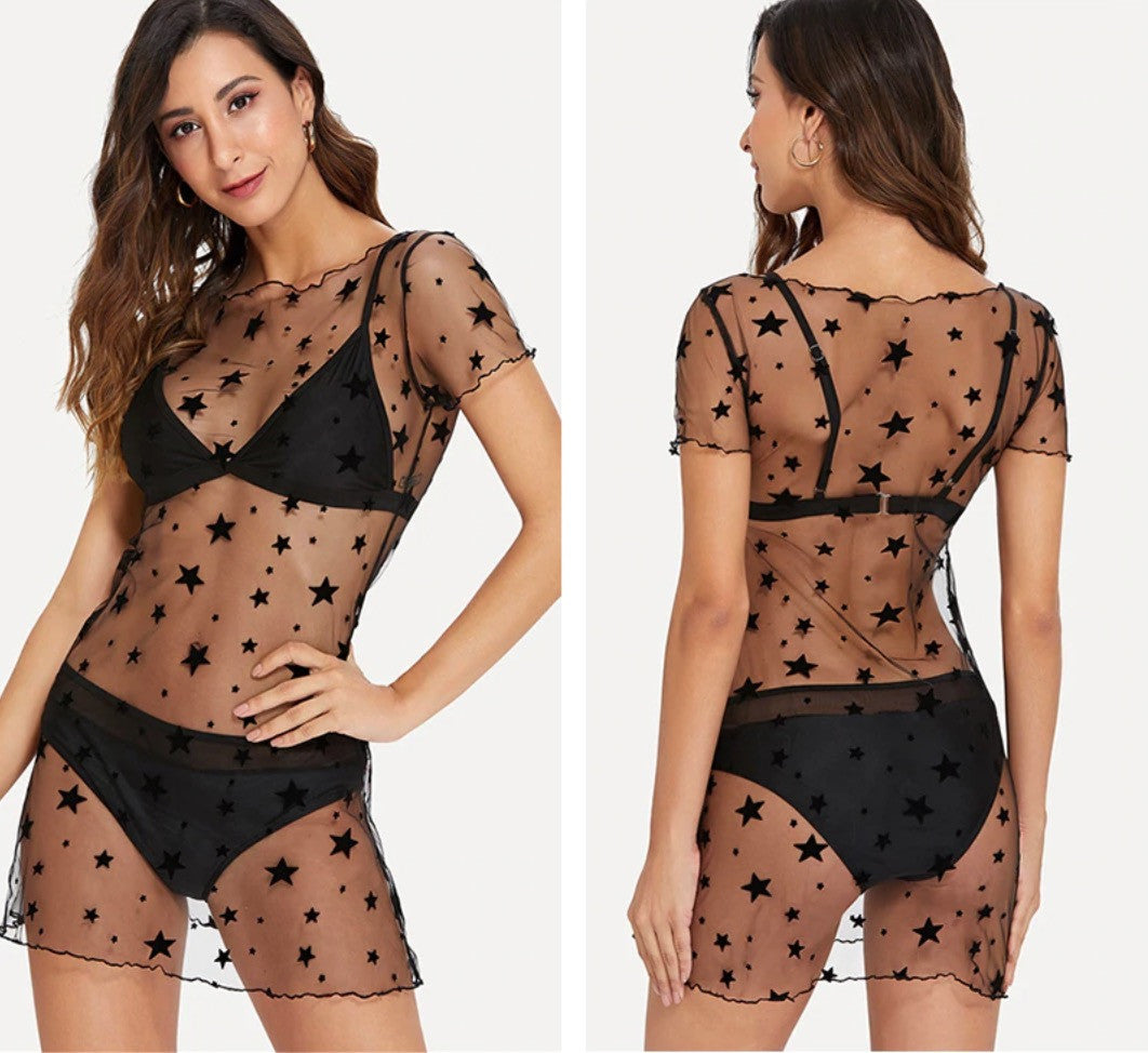 Minidress stelline nere tulle