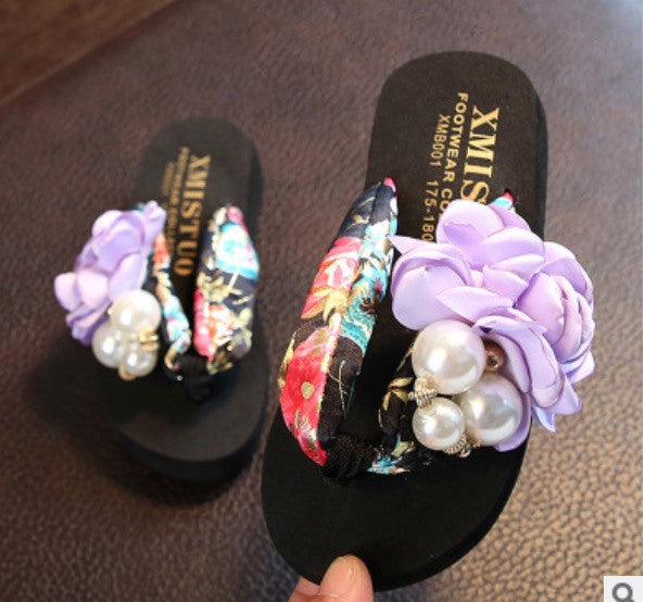 Infradito donna-bambina gioiello perle rose bianco