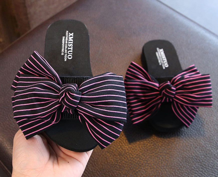 Infradito donna-bambina fiocco righe