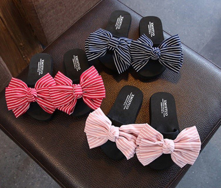 Infradito donna-bambina fiocco righe