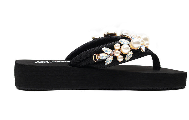 Infradito donna-bimba gioiello perle rose bianco