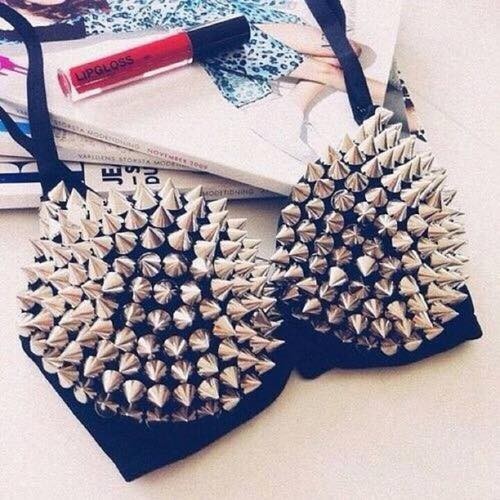 Silver Studded Bra
