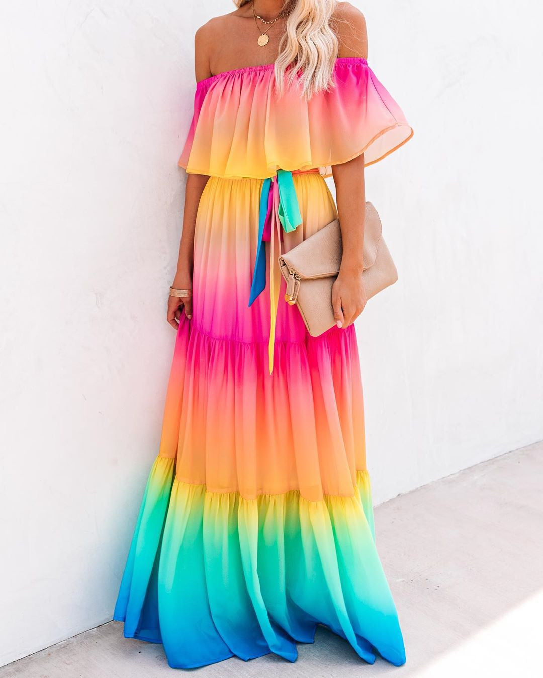 Rainbow sofly dress maxi