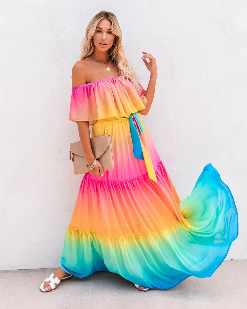 Rainbow sofly dress maxi