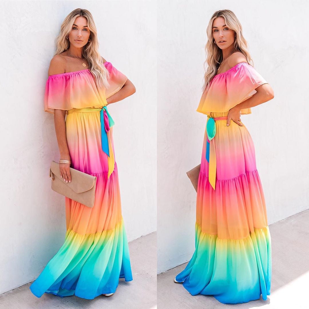 Rainbow sofly dress maxi