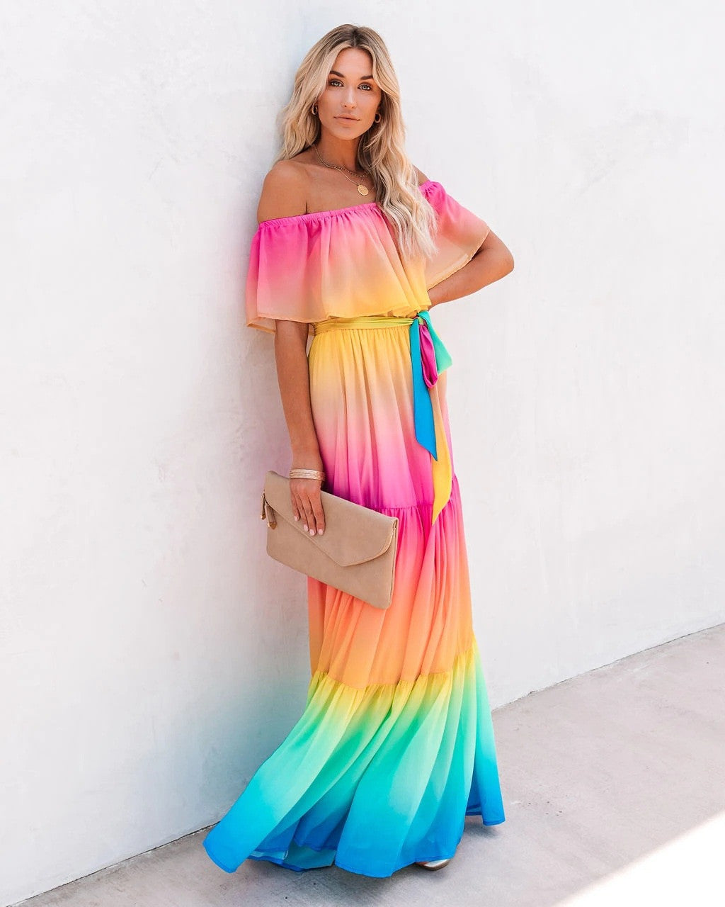 Rainbow sofly dress maxi