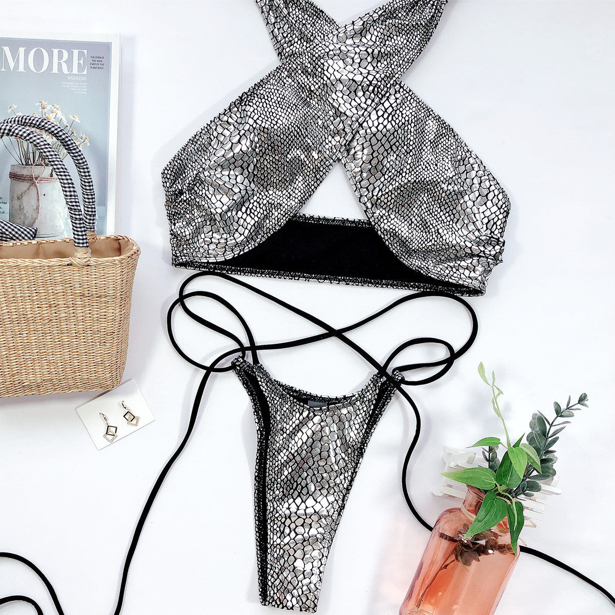 Bikini incrocio gold pyton