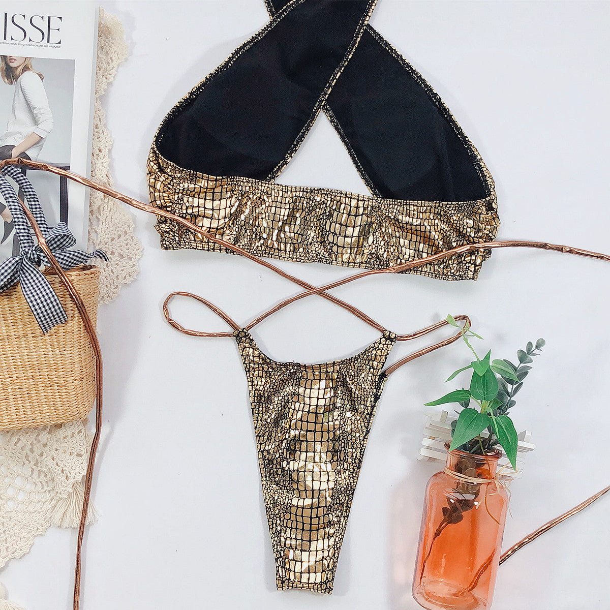 Bikini incrocio gold pyton
