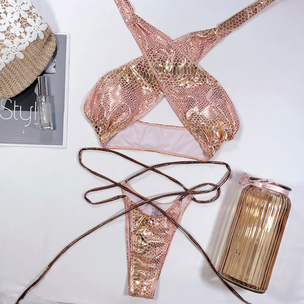 Bikini incrocio gold pyton