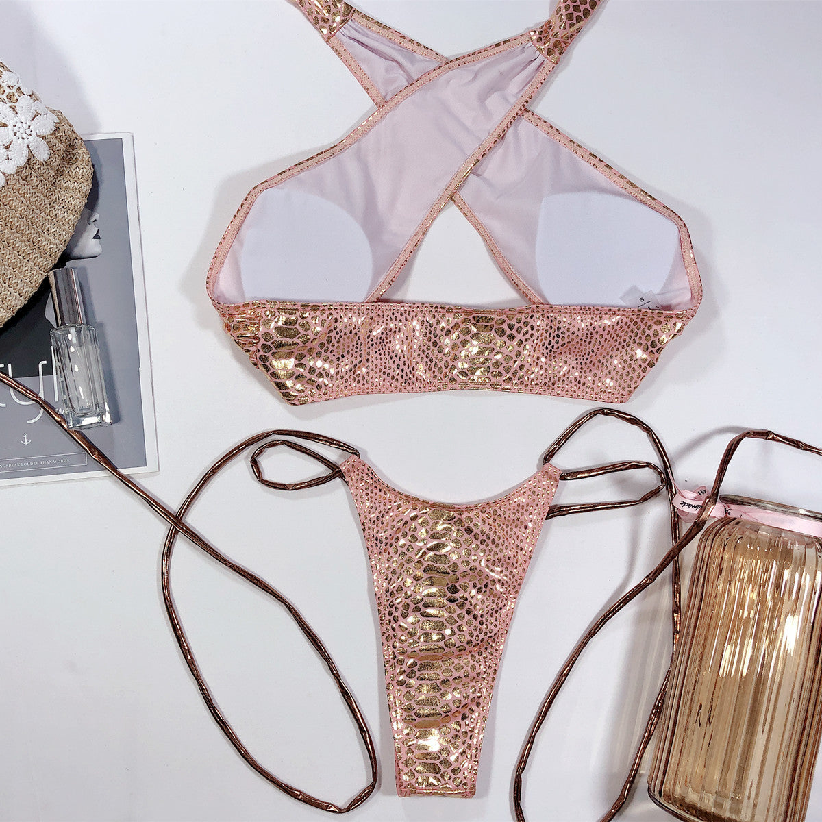 Bikini incrocio gold pyton