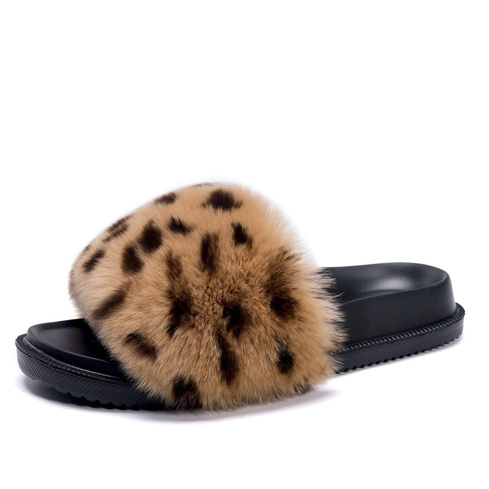 Ciabatte pelose leopard