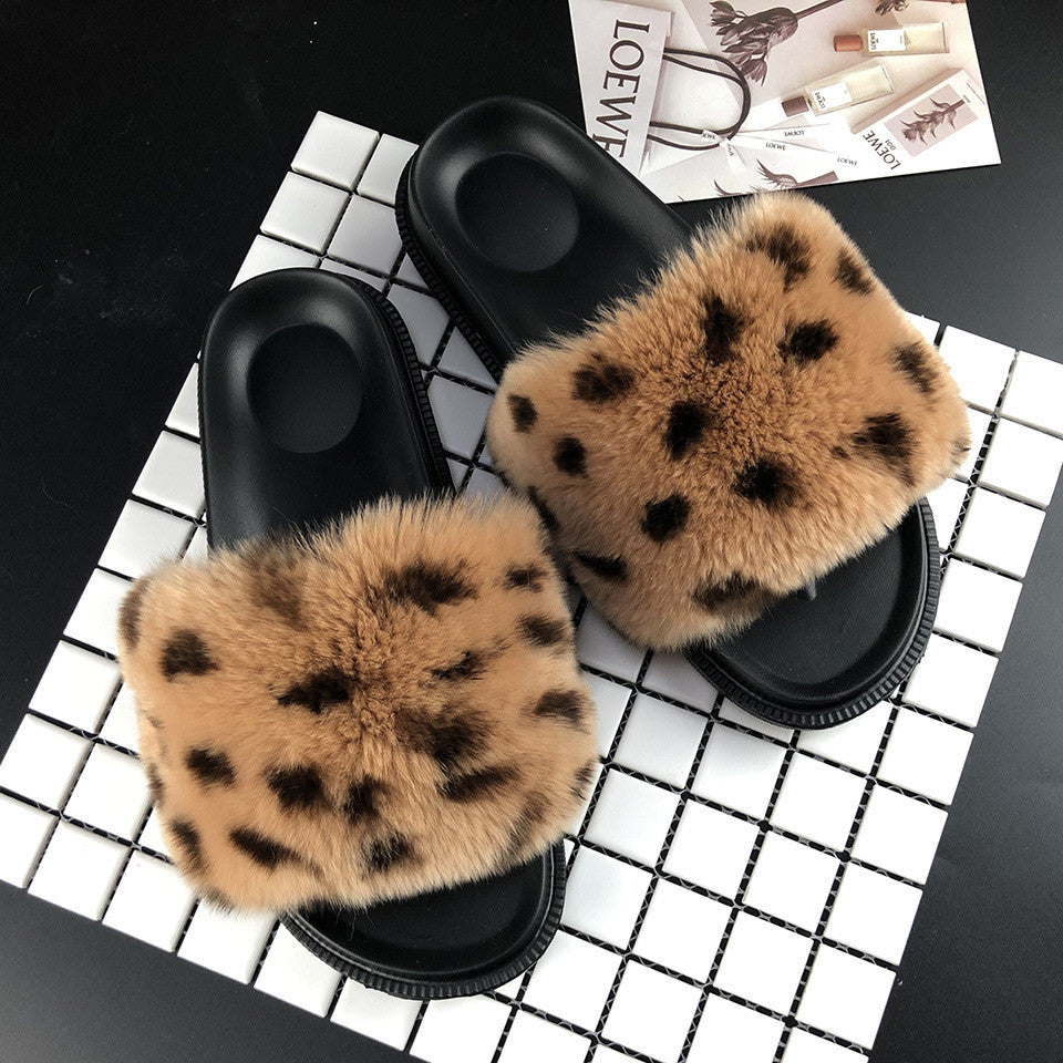 Ciabatte pelose leopard