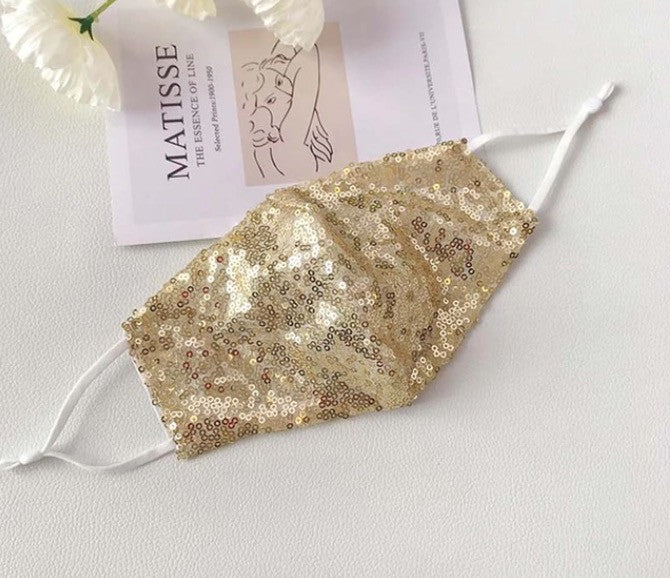 Mascherina pailettes perlescente