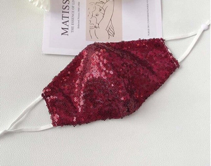 Mascherina pailettes perlescente