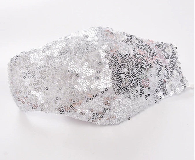 Mascherina pailettes perlescente