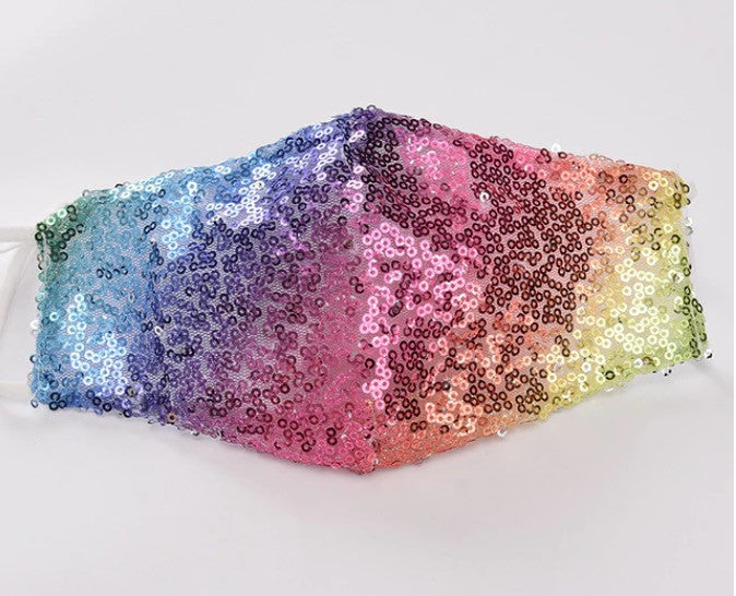 Mascherina pailettes perlescente