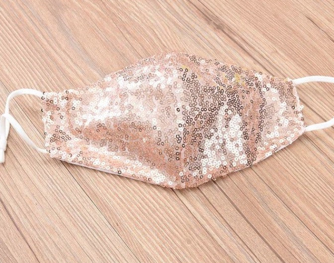 Mascherina pailettes perlescente