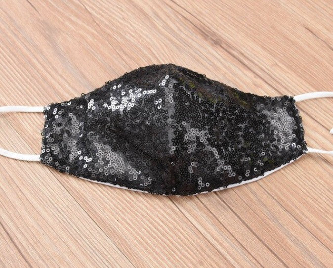 Mascherina pailettes perlescente