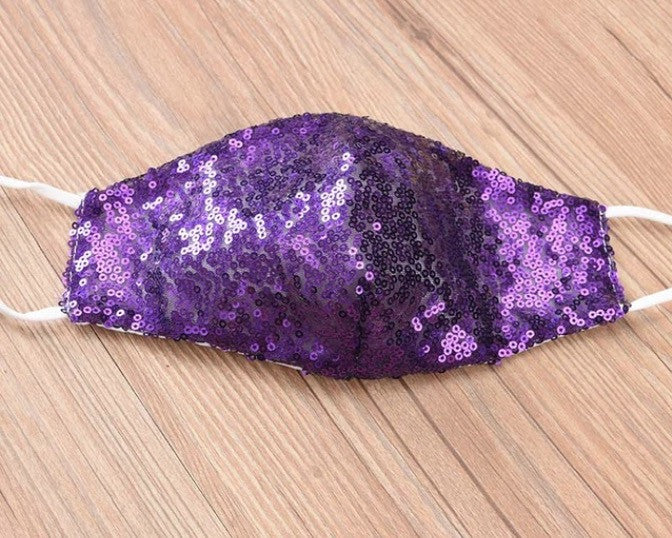 Mascherina pailettes perlescente