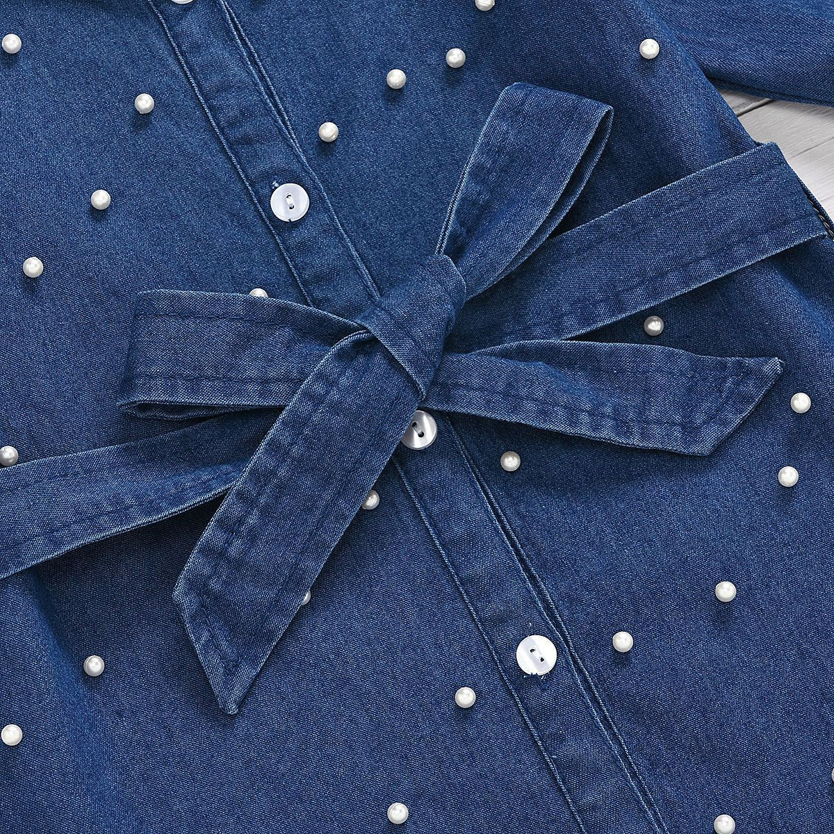 Vestitino bimba perle denim
