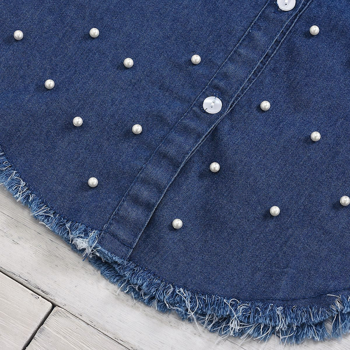 Vestitino bimba perle denim