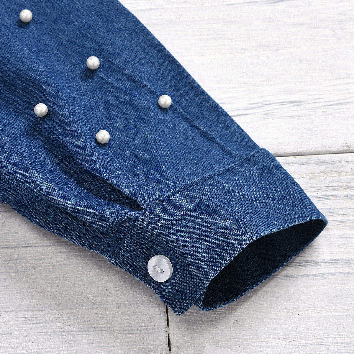 Vestitino bimba perle denim
